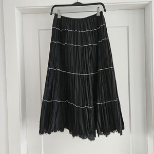 Sunny Leigh Black Skirt with White Detailing Scallop Hem Vintage Cottagecore